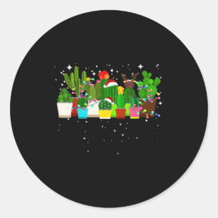 Funny Cactus Christmas Tree  Classic Round Sticker