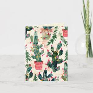 funny cactus colorful lights christmas greeting card