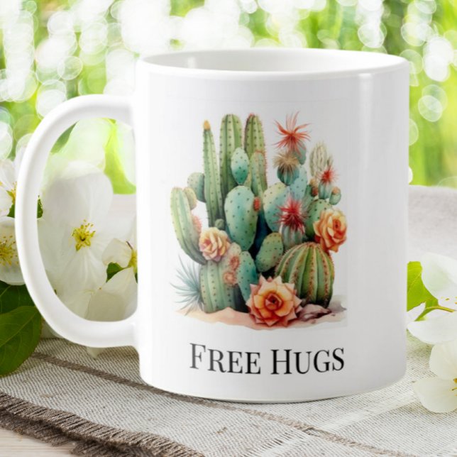 Funny Cactus Free Hugs Garden House Plants Pots  Coffee Mug (Creator Uploaded)