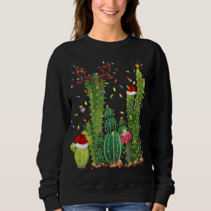 Funny Cactus Lights Santa Hat Sweater Xmas Tree Ch