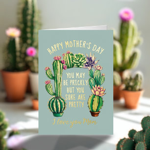 Funny Cactus Plant Mom Mother's Day Foil Card