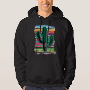 Funny Cactus Serape Cactus print Turquoise Hoodie