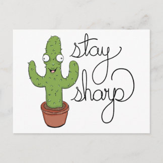 Funny Cactus Stay Sharp Character Postcard