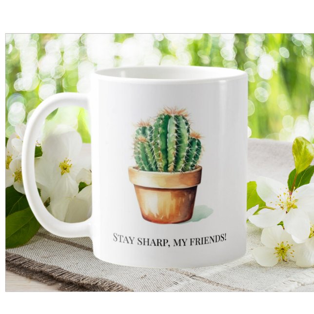 Funny Cactus Stay Sharp Garden House Plants Pot Coffee Mug (Creator Uploaded)