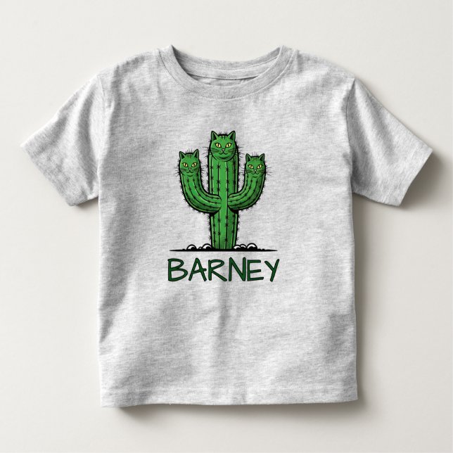 Funny Cactus with Cat Faces Toddler T-Shirt (Front)