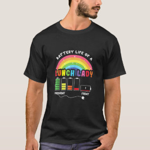 Funny Cafeteria Rainbow Battery Life Of A School L T-Shirt