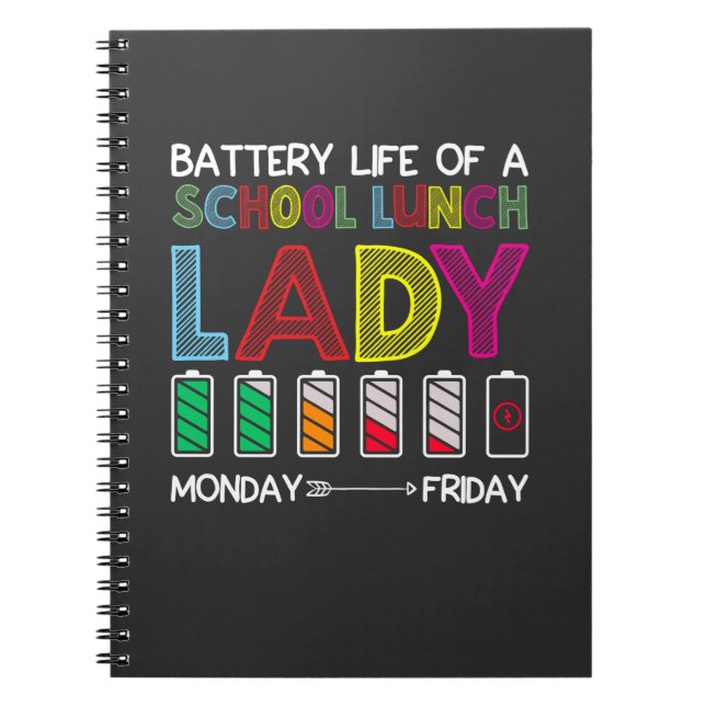 Funny Cafeteria School Lunch Lady Week Mood Humour Notebook (Front)