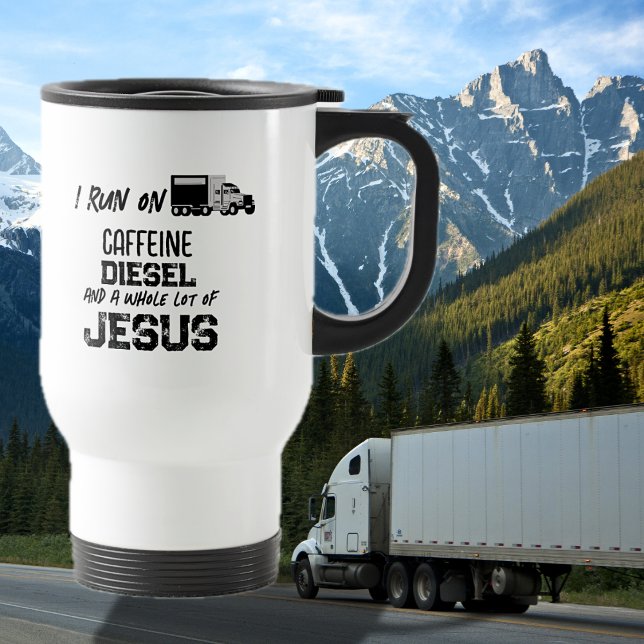 FUNNY Caffeine Diesel And Jesus Grunge Travel Mug (Creator Uploaded)