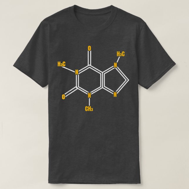 Funny Caffeine Molecule Science Themed Coffee Love T-Shirt (Design Front)