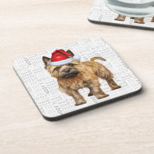 Funny Cairn Terrier Dog Woof Word Art Holiday Coaster