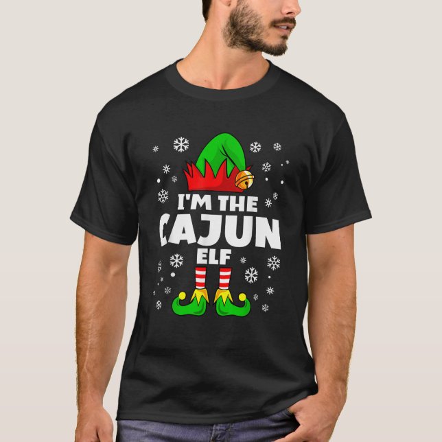 Funny Cajun Elf Family Matching Group Happy Christ T-Shirt (Front)