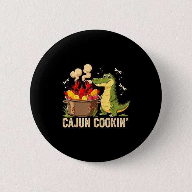 Funny Cajun Louisiana Boil Alligator Crawfish Mard 6 Cm Round Badge (Front)