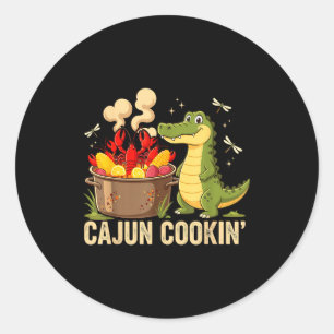 Funny Cajun Louisiana Boil Alligator Crawfish Mard Classic Round Sticker
