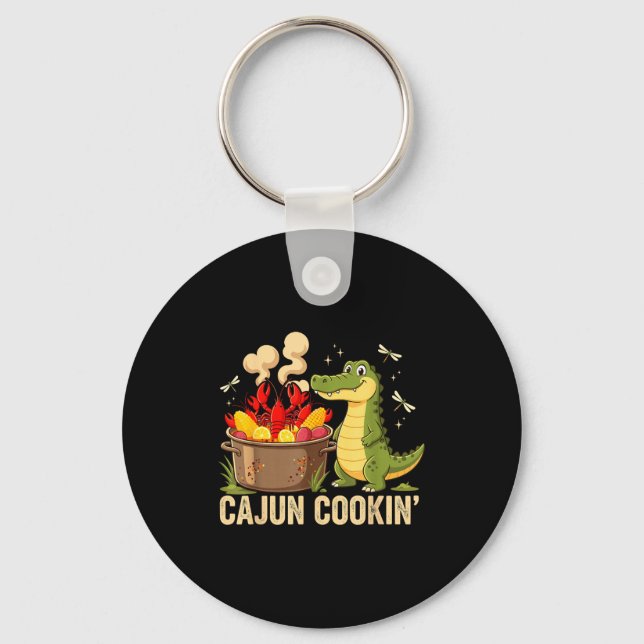 Funny Cajun Louisiana Boil Alligator Crawfish Mard Key Ring (Front)