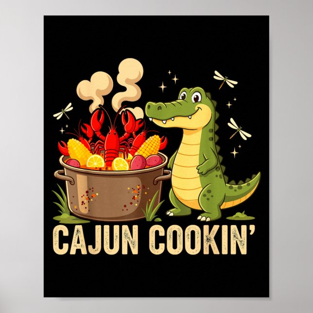 Funny Cajun Louisiana Boil Alligator Crawfish Mard Poster (Front)