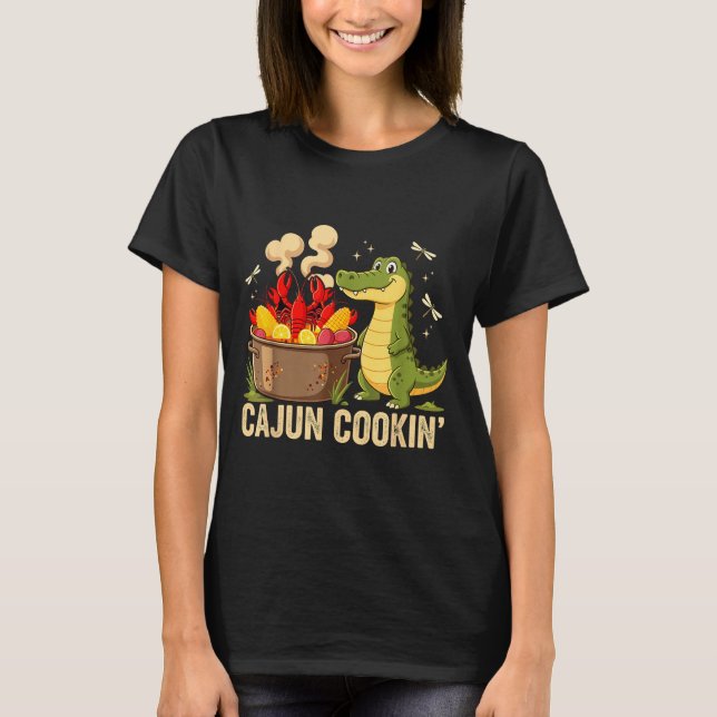 Funny Cajun Louisiana Boil Alligator Crawfish Mard T-Shirt (Front)