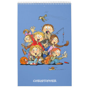 Funny Calendar For Kids Personalised Blue