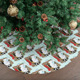 Funny Calico Cat Christmas Gift Box Brushed Polyester Tree Skirt