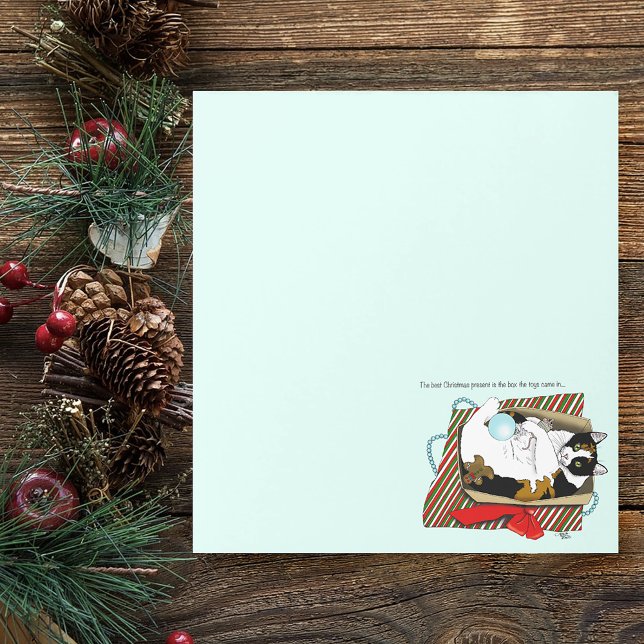 Funny Calico Cat Christmas Gift Box Notepad (Creator Uploaded)