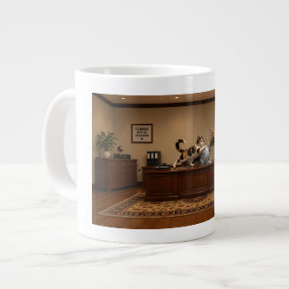 Funny Calico Cat Knocking Over a Vase | Chaos Large Coffee Mug