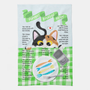 Funny Calico Cat Tea Towel