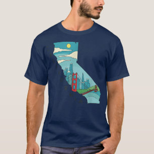 Funny California California State with Skyline Map T-Shirt