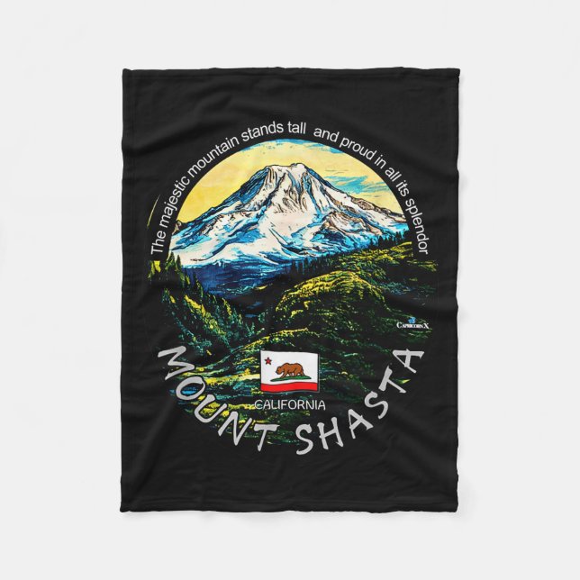 Funny California's Majestic Mount Shasta Hiking Mo Fleece Blanket (Front)