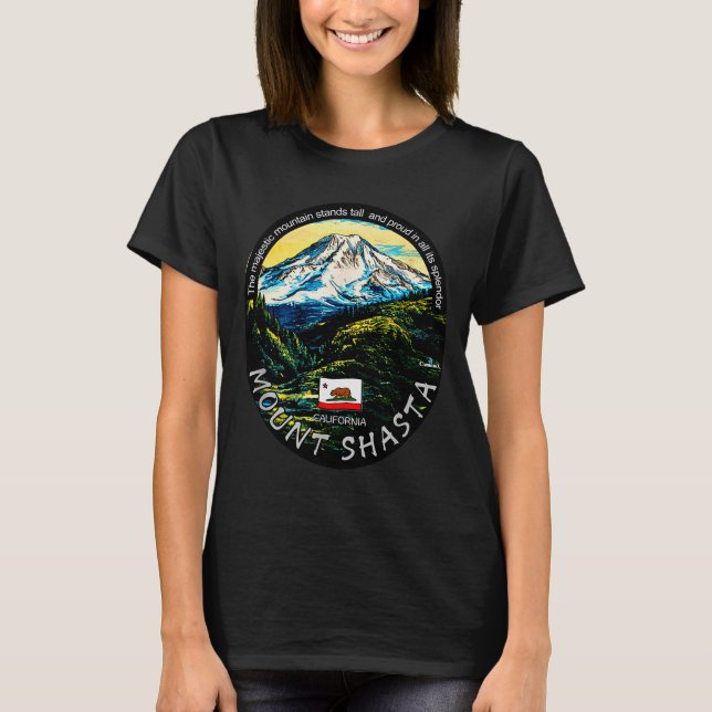 Funny California's Majestic Mount Shasta Hiking Mo T-Shirt (Front)
