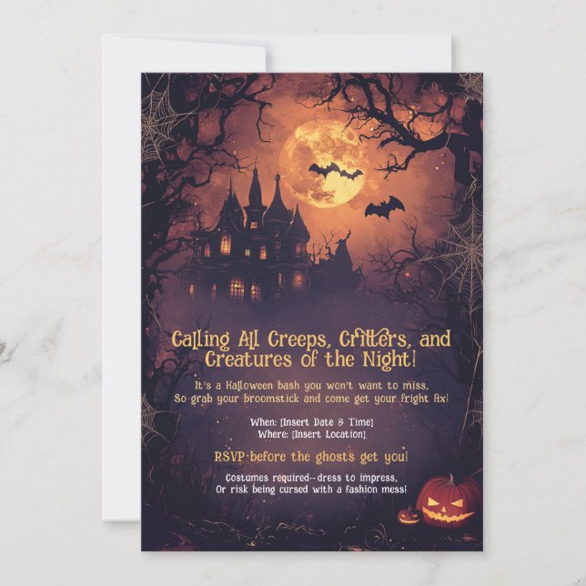 FUNNY Calling All Creeps, Critters, and Creatures  Invitation (Front)