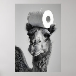 Funny Camel Bathroom Art Print, Toilet Paper Humor Poster