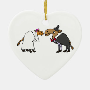 Funny Camel Bride and Groom Wedding Cartoon Ceramic Tree Decoration
