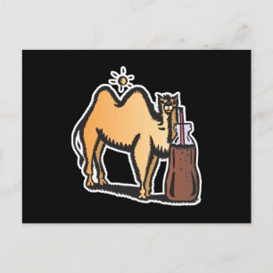 funny camel drinking soda postcard