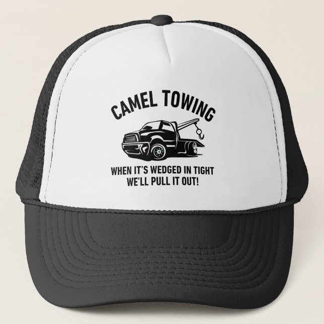 Funny Camel Towing Trucker Hat (Front)