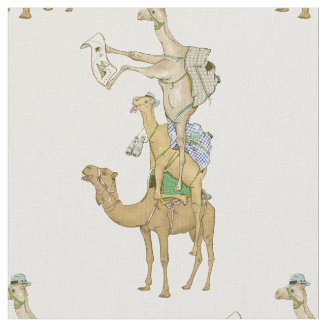 Funny Camel Trek Safari Fabric (Close Up)