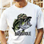 Funny Camo Basshole Bass Fishing  Tri-Blend Shirt<br><div class="desc">Make a statement on your next fishing trip with this hilarious "Basshole" t-shirt, featuring a bold bass fish in a camo hat. Perfect for those with a sense of humour who love fishing, this graphic tee combines outdoor style with a playful twist. It's an ideal gift for fishing enthusiasts or...</div>