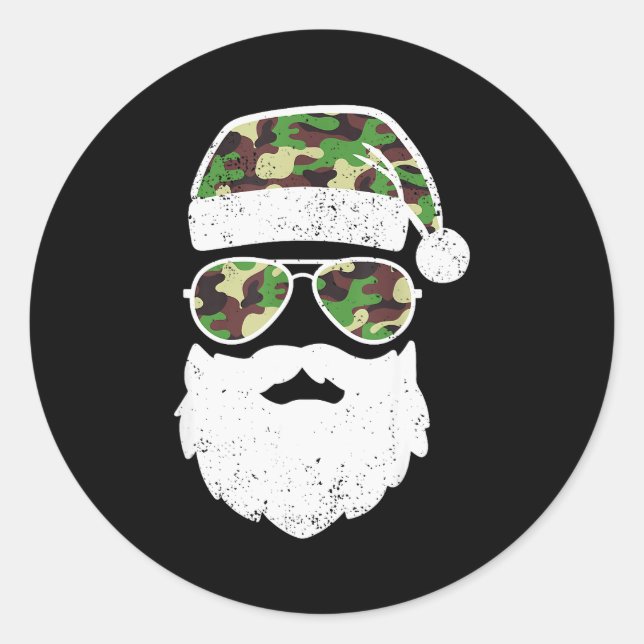 Funny Camo Christmas Pajama Funny Camo Matching Fa Classic Round Sticker (Front)