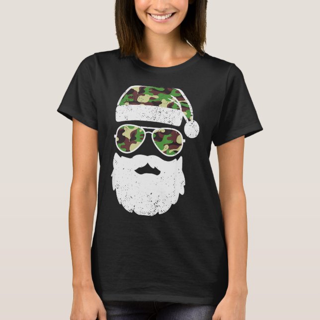 Funny Camo Christmas Pajama Funny Camo Matching Fa T-Shirt (Front)