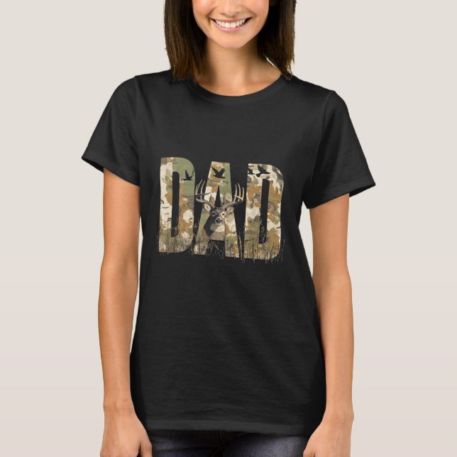 Funny Camo Dad Hunting Camouflage Deer Father's Da T-Shirt (Front)