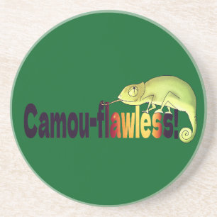 Funny Camou-flawless Chameleon Pun Coaster