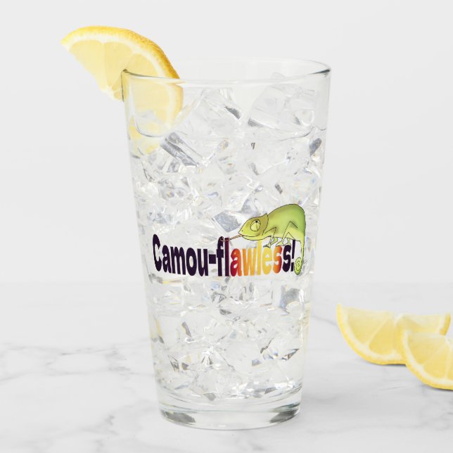 Funny Camou-flawless Chameleon Pun Glass (Front Ice)