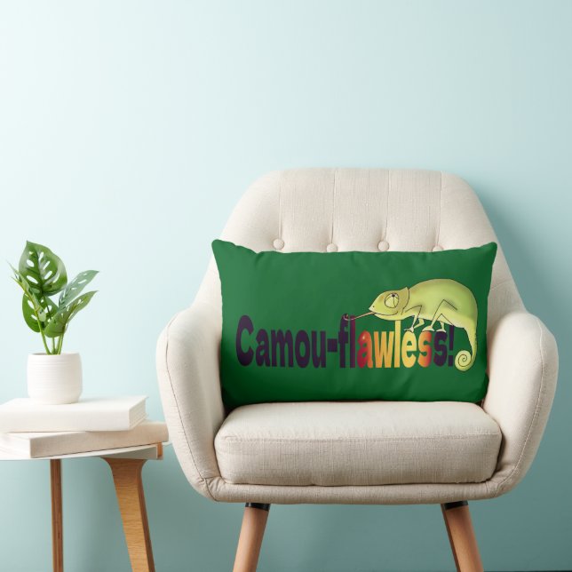 Funny Camou-flawless Chameleon Pun Lumbar Cushion (Chair)