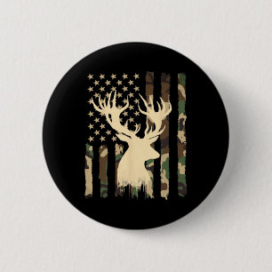 Funny Camouflage Usa Flag Whitetail Buck Deer Hunt 6 Cm Round Badge