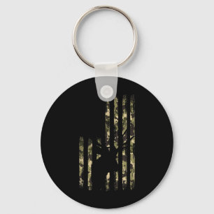 Funny Camouflage Usa Flag Whitetail Buck Deer Hunt Key Ring