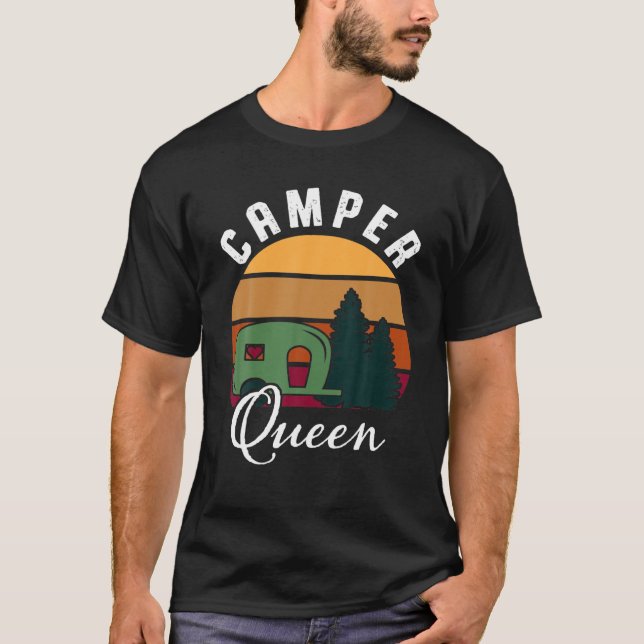 Funny Camper Queen RV Popup Camping Hiking Outdoor T-Shirt (Front)