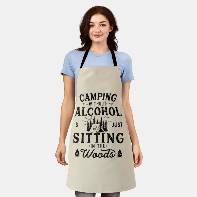 Funny camper slogan camping drinking sayings apron (Worn)