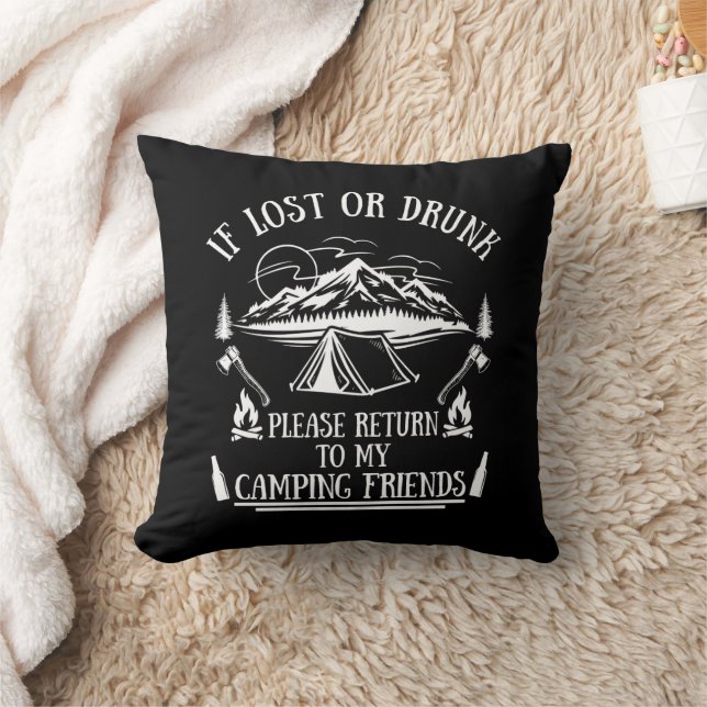 Funny camper slogan camping drinking sayings cushion (Blanket)