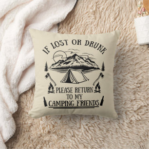 Funny camper slogan camping drinking sayings cushion