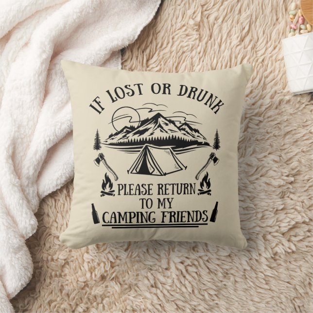 Funny camper slogan camping drinking sayings cushion (Blanket)