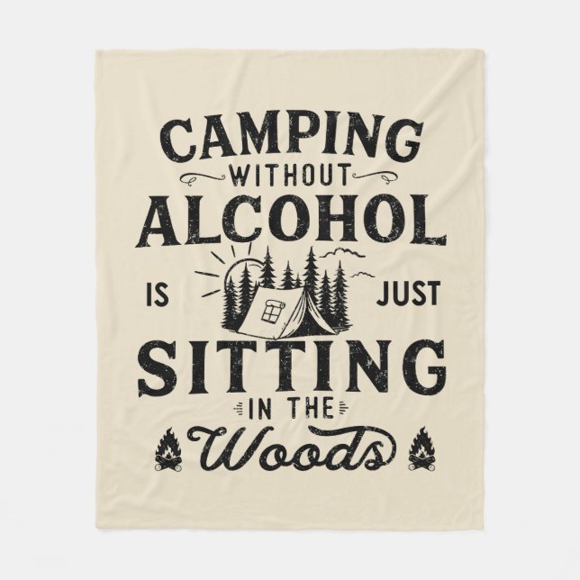 Funny camper slogan camping drinking sayings fleece blanket (Front)