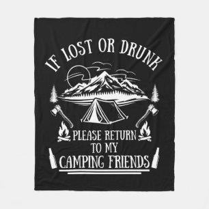 Funny camper slogan camping drinking sayings fleece blanket